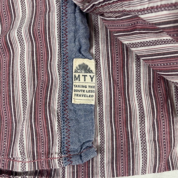 Mantaray Mens Light Red Striped Long Sleeve Button Up Shirt Size M - Picture 5 of 12